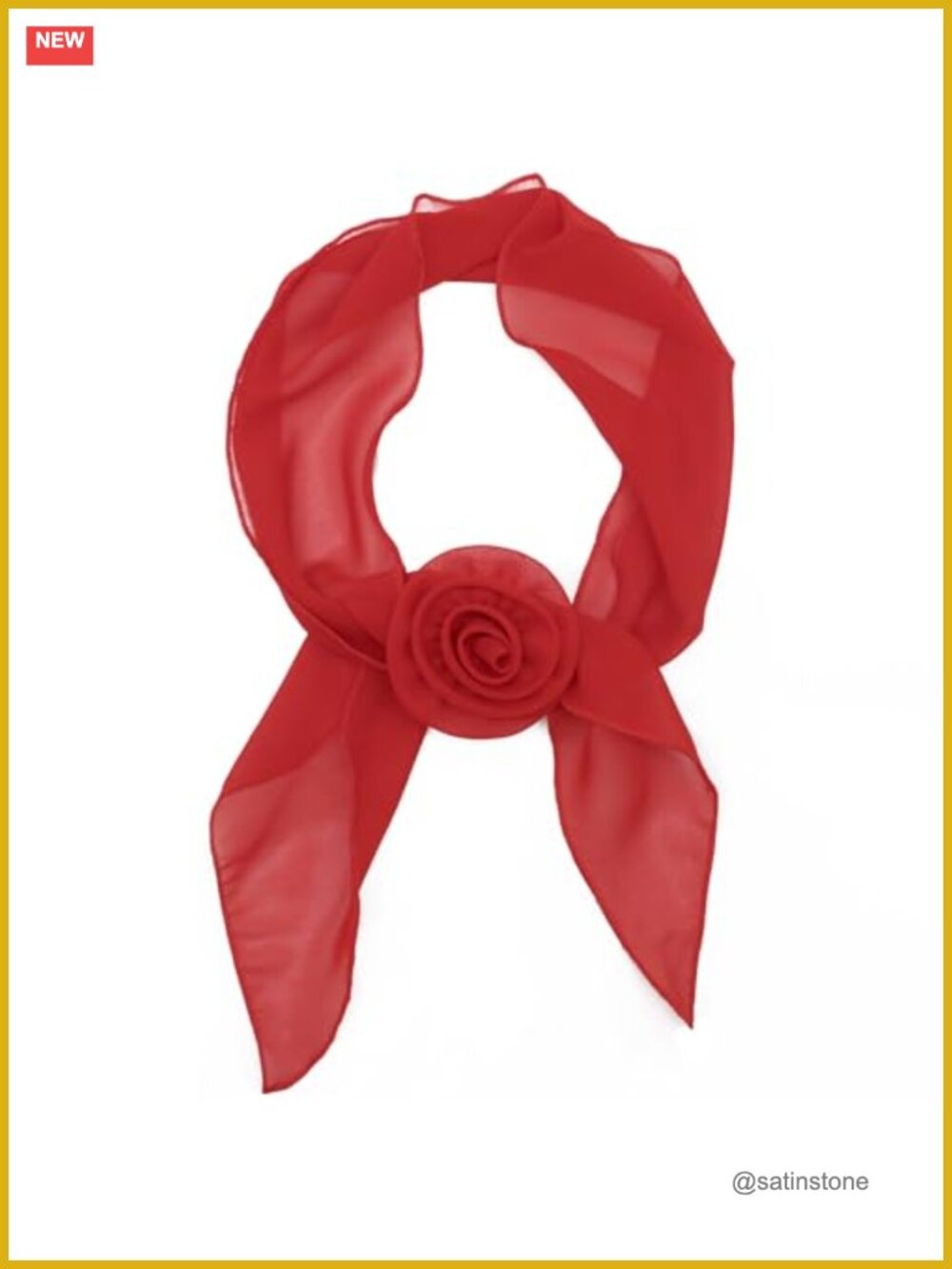 Womens Long Soft Polyester Neck Scarf with Removable Flower Brooch